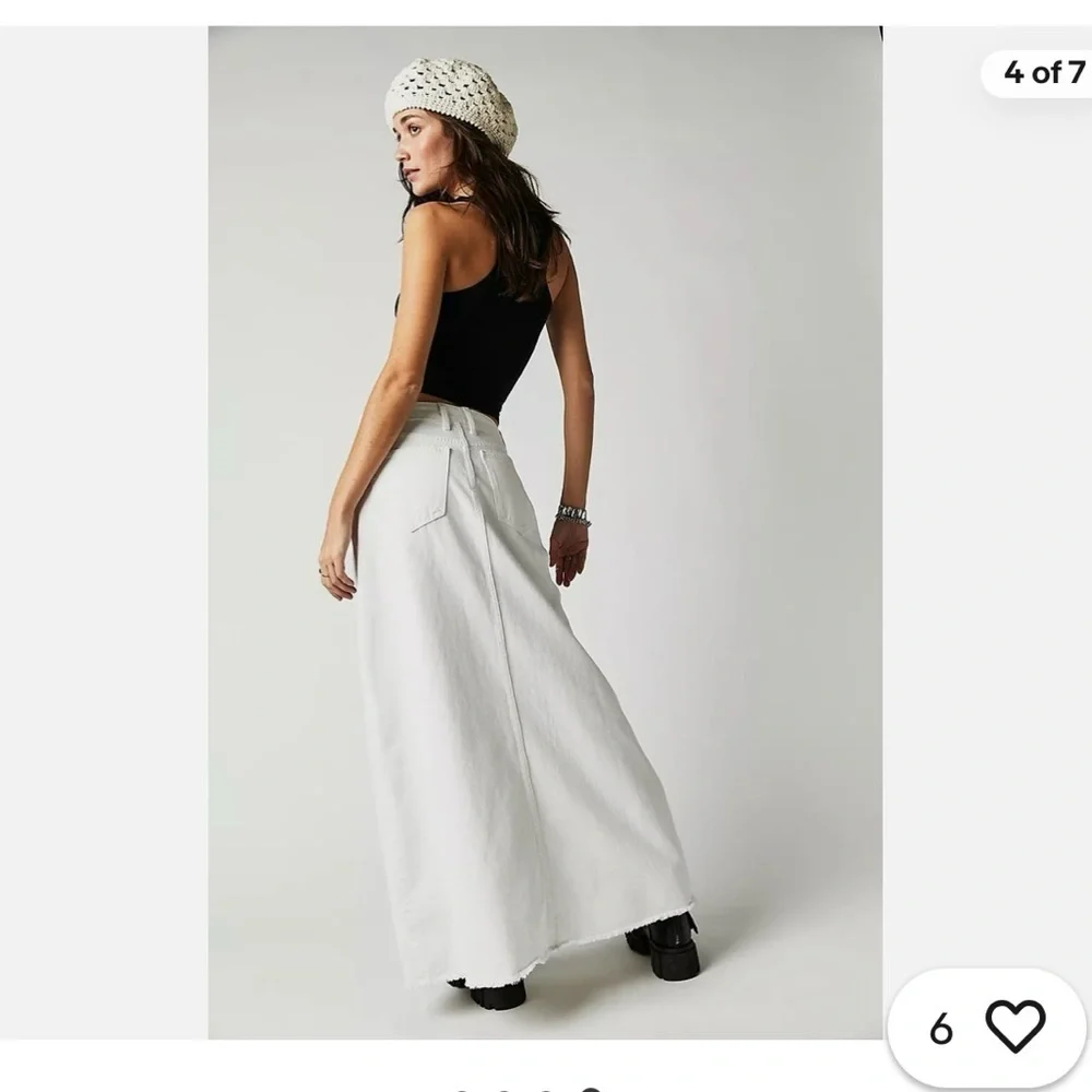 We The Free Come As You Are White Denim Western Boho Maxi Skirt - Picture 3 of 12